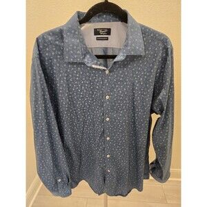 Original Penguin L Long Sleeve Heritage Slim Fit Micro Floral Blue Casual